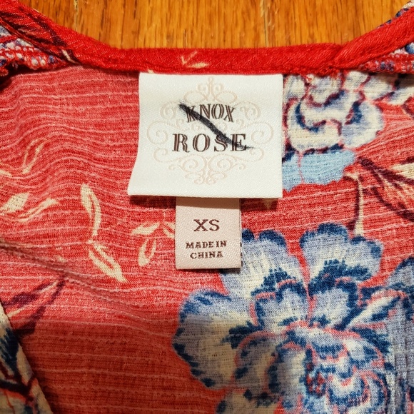 Knox Rose floral burnt orange tassel top Sz xs - Picture 2 of 6